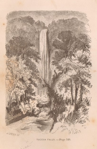 An old sketch of Toccoa Falls
