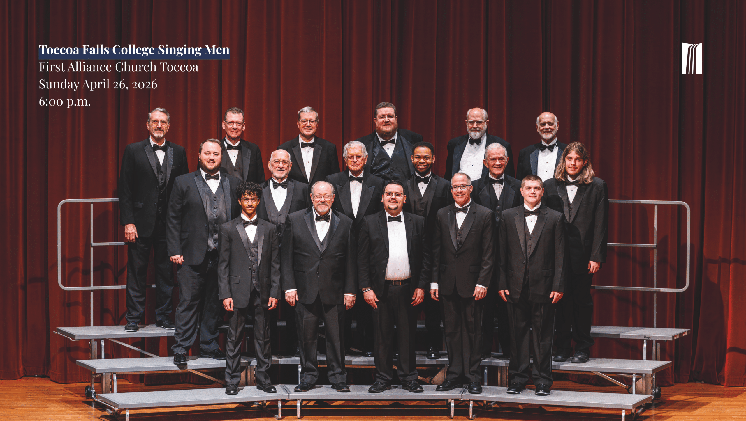 Group of men standing on risers